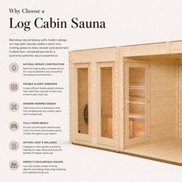 Waltons Novi Outdoor Sauna With Large Veranda, Garden Cabin, Scandinavian Sauna With Veranda, 4 Heating Options, Aspen Bench - thumbnail 3