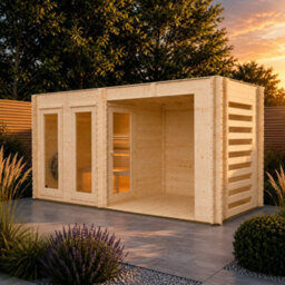 Waltons Novi Outdoor Sauna With Large Veranda, Garden Cabin, Scandinavian Sauna With Veranda, 4 Heating Options, Aspen Bench - thumbnail 1
