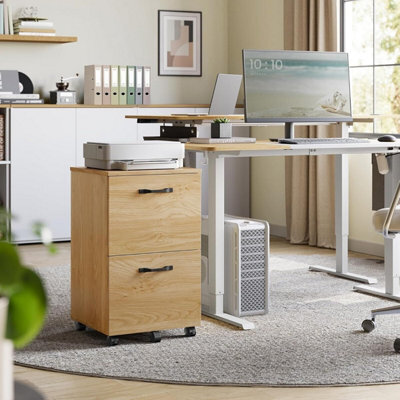 Songmics Filing Cabinet With Two Drawers, Small Rolling File Unit And Printer Stand For Hanging Folders, Straw Yellow - image 1