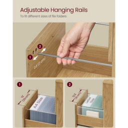 Songmics Filing Cabinet With Two Drawers, Small Rolling File Unit And Printer Stand For Hanging Folders, Straw Yellow - thumbnail 4