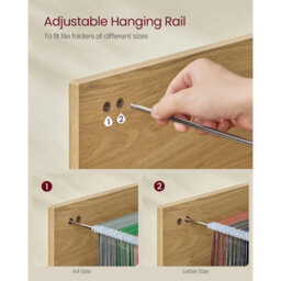 Songmics Filing Cabinet With Two Drawers, Small Rolling File Unit And Printer Stand For Hanging Folders, Straw Yellow - thumbnail 6