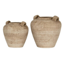 Hill Interiors Terra Medium Urn Vase With Handles - Ceramic - L29 X W29 X H29 Cm - Brown - thumbnail 3
