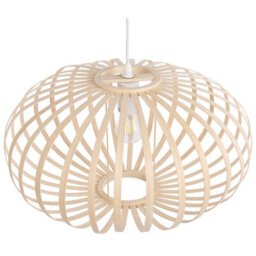 Beliani Bamboo Pendant Lamp Oval Shade - Light Brown, W50 X D50 X H120Cm - thumbnail 3