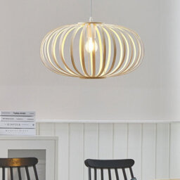 Beliani Bamboo Pendant Lamp Oval Shade - Light Brown, W50 X D50 X H120Cm - thumbnail 1