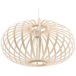 Beliani Bamboo Pendant Lamp Oval Shade - Light Brown, W50 X D50 X H120Cm - thumbnail 4