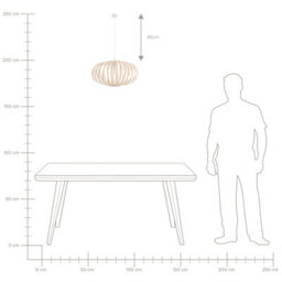 Beliani Bamboo Pendant Lamp Oval Shade - Light Brown, W50 X D50 X H120Cm - thumbnail 8