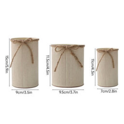 Cream White Set Of 3 Metal Planters Flower Pots With Jute Rope Rustic Vase Home Table Decor - thumbnail 2