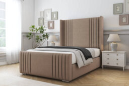 "Sloomy Camden Mink Plush Bed Frame With Mattress With 50""  Upholstered Wingback Headboard 4' Small Double" - thumbnail 2