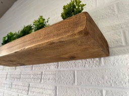 House of Rustic Wooden Floating Shelf Rustic Oak Wall Mounted Solid Wood Industrial Reclaimed Style (L) 20Cm X (W) 22Cm X 6Cm Thick - thumbnail 5
