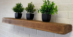 House of Rustic Wooden Floating Shelf Rustic Oak Wall Mounted Solid Wood Industrial Reclaimed Style (L) 20Cm X (W) 22Cm X 6Cm Thick - thumbnail 4