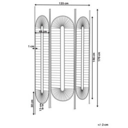 Beliani 3 Panel Room Divider Noale Black 135 Cm 170 Cm - thumbnail 3
