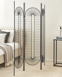 Beliani 3 Panel Room Divider Noale Black 135 Cm 170 Cm - thumbnail 2