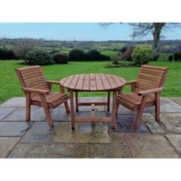 Churnet Valley Garden Furniture Ltd Valley 2 Seat Round Set 2Xc - Timber - L113 X W220 X H95 Cm - Minimal Assembly Required - Set Of Waterproof Cushions Included - thumbnail 1