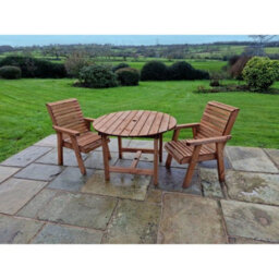 Churnet Valley Garden Furniture Ltd Valley 2 Seat Round Set 2Xc - Timber - L113 X W220 X H95 Cm - Minimal Assembly Required - Set Of Waterproof Cushions Included - thumbnail 4