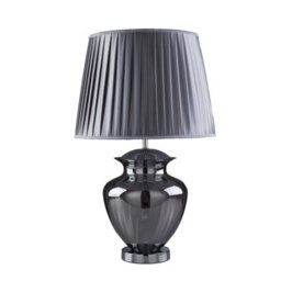 Lighting Collection Elina Table Lamp - Chrome, Smoked Glass & Pewter Shade - thumbnail 3