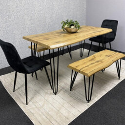 Kosy Koala Modern Dining Table Set With 2 Black Velvet Chairs And 2 Benches Kitchen Dining Room Furniture