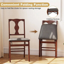 Folding Dining Chairs Space-Saving Upholstered Kitchen Chair Set Of 2 - thumbnail 6