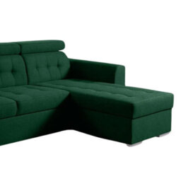 Zara Corner Sofa Bed Storage Compartment Pull Out Sleep Function Elastic Foam Green Right Corner Side - thumbnail 3