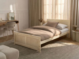 Beliani Bed Pine Wood Dauphin 120 X 200 Cm (Eu Small Double) Light Brown - thumbnail 2