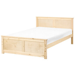Beliani Bed Pine Wood Dauphin 120 X 200 Cm (Eu Small Double) Light Brown - thumbnail 1