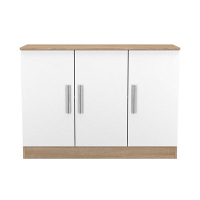 Trent 3 Door Sideboard In White Matt & Black Matt (Ready Assembled) - image 1