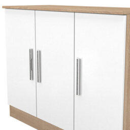 Trent 3 Door Sideboard In White Matt & Black Matt (Ready Assembled) - thumbnail 4