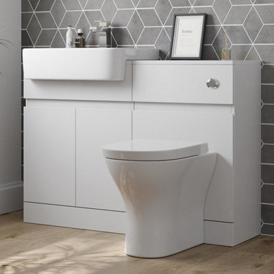 Aveli Bathroom Toilet Wc Basin Sink Vanity Unit Combination White Gloss 600mm - image 1