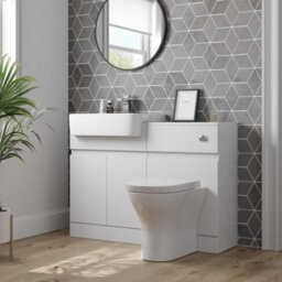 Aveli Bathroom Toilet Wc Basin Sink Vanity Unit Combination White Gloss 600mm - thumbnail 2