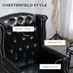 Wyld Haus Nana Bafa Black Wingback Accent Chair With Chesterfield Tufting And Nailhead Trim - Faux Leather, Eucalyptus Frame - thumbnail 5