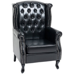 Wyld Haus Nana Bafa Black Wingback Accent Chair With Chesterfield Tufting And Nailhead Trim - Faux Leather, Eucalyptus Frame - thumbnail 2