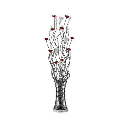Luminosa Lighting Luminosa (Dh) Rouge Floor Lamp 7 Light G4 Black/red/chrome/crystal, Not Led/cfl Compatible - image 1