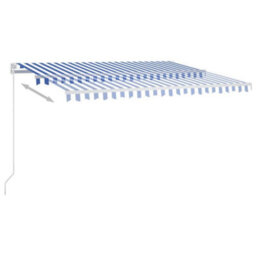 Berkfield Manual Retractable Awning With Led 450X350 Cm Blue And White - thumbnail 3