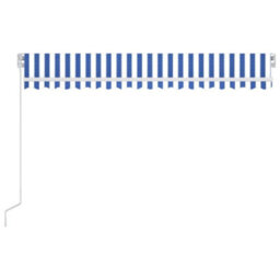 Berkfield Manual Retractable Awning With Led 450X350 Cm Blue And White - thumbnail 4