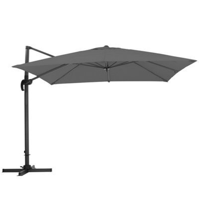 Living And Home 3M Large Square Canopy Rotatable Tilting Garden Rome Umbrella Cantilever Parasol With Cross Base, Dark Grey - image 1