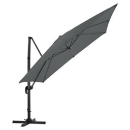 Living And Home 3M Large Square Canopy Rotatable Tilting Garden Rome Umbrella Cantilever Parasol With Cross Base, Dark Grey - thumbnail 2