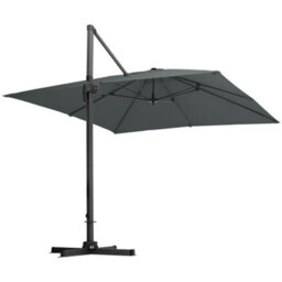 Living And Home 3M Large Square Canopy Rotatable Tilting Garden Rome Umbrella Cantilever Parasol With Cross Base, Dark Grey - thumbnail 3