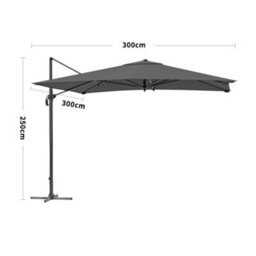 Living And Home 3M Large Square Canopy Rotatable Tilting Garden Rome Umbrella Cantilever Parasol With Cross Base, Dark Grey - thumbnail 5