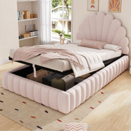 Single Ottoman Storage Bed With Shell-Shaped Headboard And Hydraulic Storage - thumbnail 3