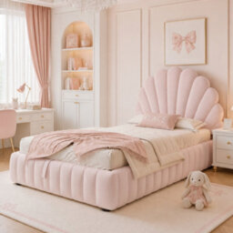 Single Ottoman Storage Bed With Shell-Shaped Headboard And Hydraulic Storage - thumbnail 2
