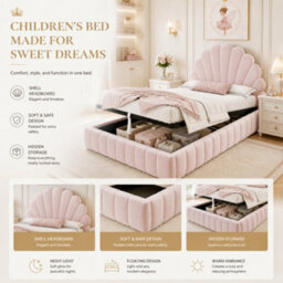 Single Ottoman Storage Bed With Shell-Shaped Headboard And Hydraulic Storage - thumbnail 9