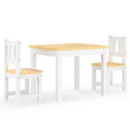 Walplus 3 Piece Children Table And Chair Set White And Beige Mdf - thumbnail 2