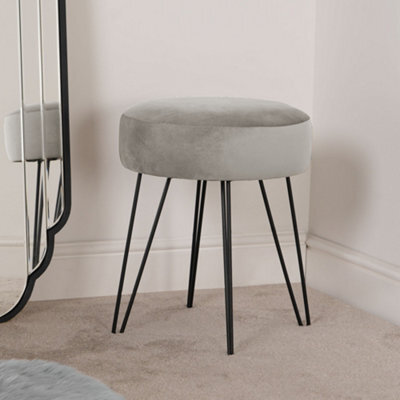 OHS Matte Velvet Dressing Table Stool Ottoman Hairpin Round Vanity Seat Makeup Chair - image 1