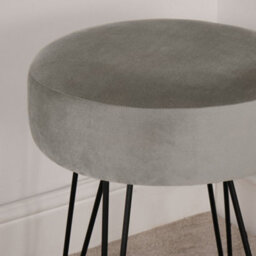 OHS Matte Velvet Dressing Table Stool Ottoman Hairpin Round Vanity Seat Makeup Chair - thumbnail 2