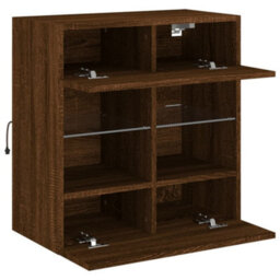 Berkfield Durable Tv Wall Cabinet With Led Lights Brown Oak 58.5X30X60.5 Cm - thumbnail 8