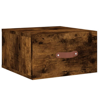 Berkfield Durable Wall-Mounted Bedside Cabinet Smoked Oak 35X35X20 Cm - image 1