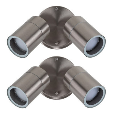 Valuelights Barrow Pair Of Barrow Ip44 Rated Stainless Steel Outdoor Garden Twin Wall Spotlights - image 1