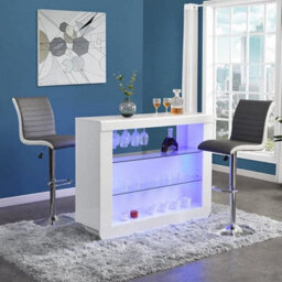 Furniture In Fashion Fiesta White High Gloss Bar Table With 2 Ritz Grey White Bar Stools - thumbnail 1