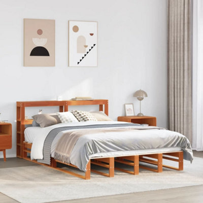 Berkfield Bed Frame Without Mattress Wax Brown 160X200 Cm Solid Wood Pine - image 1