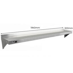 MonsterShop 2Xkukoo Commercial Stainless Steel Shelves Kitchen Wall Shelf Catering Corrosion Resistant & Free Microfiber Cloths 1940mmx300mm - thumbnail 3