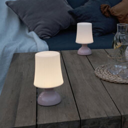 Valuelights Colmar Pair Of Led Wireless Outdoor Portable Battery Operated Pink Touch Table Lamps With White Shades - thumbnail 2